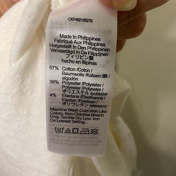 Madewell White Crop V Neck Sleevless Blouse Top Shirt Size Medium Boxy Dressy - Picture 11 of 12